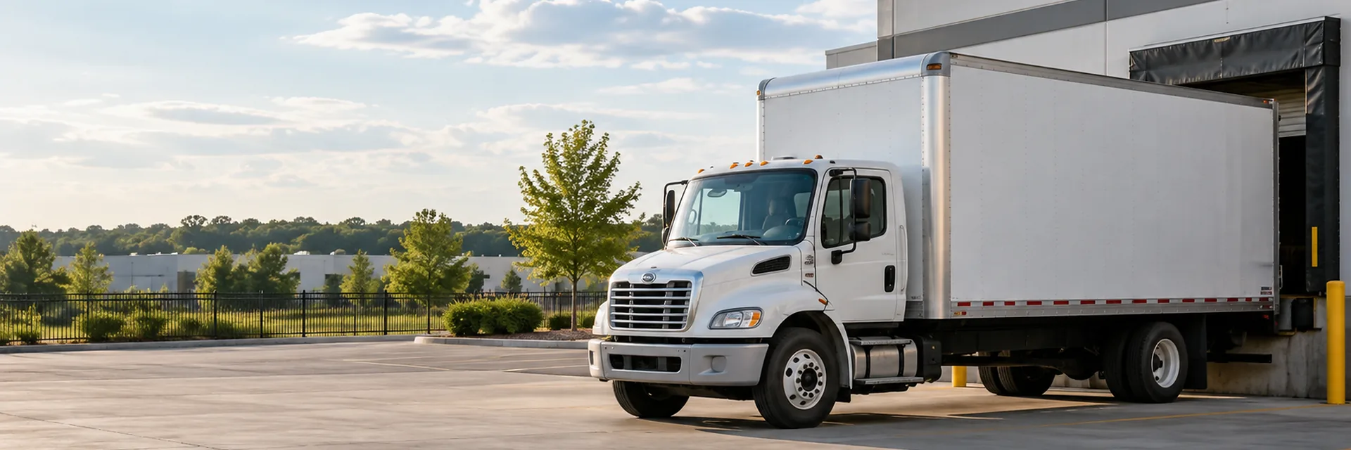 A commercial box truck parked for loading — box truck insurance