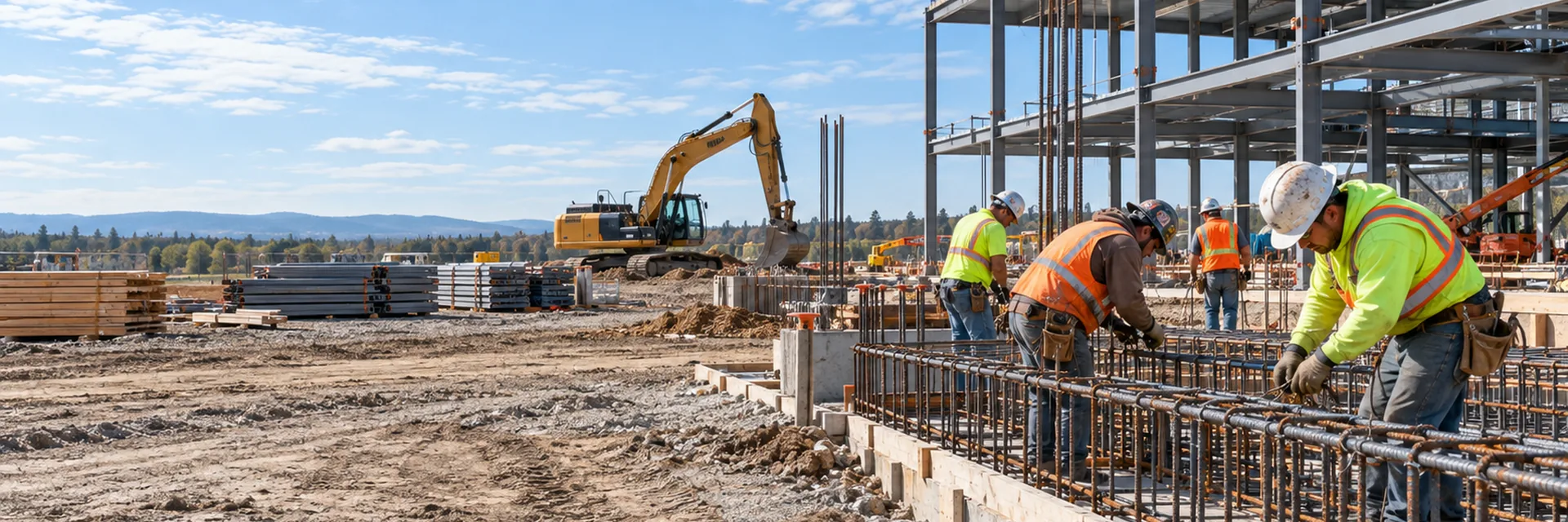 A construction crew working together on an active job site — workers compensation insurance for California contractors